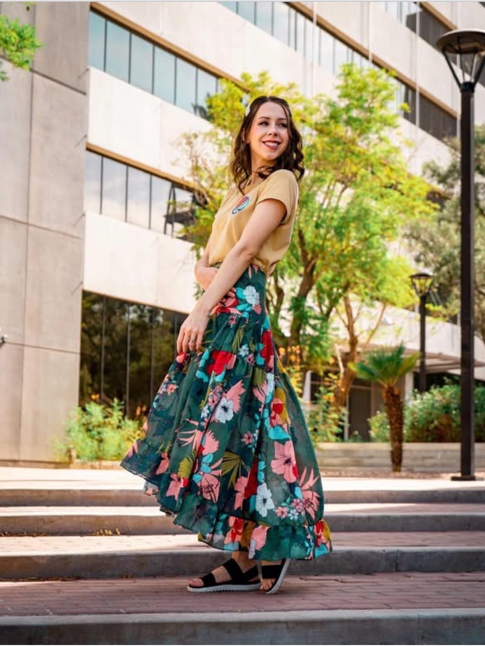 Anthropologie Mare Mare Floral Tiered Midi Skirt – XS